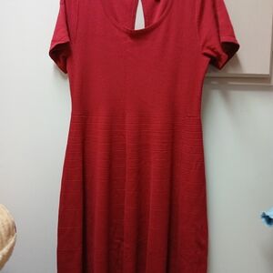 torrid Red Short-Sleeve Midi Fit-and-Flare Dress